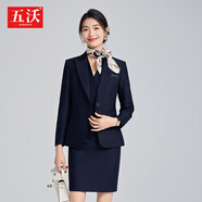 五沃職業(yè)裝女裝套裝西裝連衣裙氣質(zhì)4s酒店前臺迎賓珠寶店美容院工作服 單件藏藍(lán)色連衣裙. L