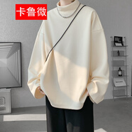 卡魯微M~8XL特大碼男裝半高領(lǐng)打底衫保暖德絨衛(wèi)衣內(nèi)搭T恤280斤 杏色 M