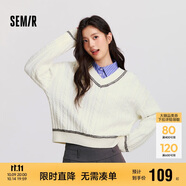 森馬（Semir）森柔|毛衣女冬季絞花提花寬松V領(lǐng)上衣慵懶風(fēng)疊穿毛衫101724107031