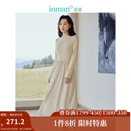 茵曼（INMAN）2025秋冬女裝新款燈芯絨連衣裙新品長(cháng)袖休閑針織禮服中長(cháng)裙子 淡香杏-18348727 XL