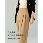 夢(mèng)舒雅（Msuya ）天絲九分褲女2024新款夏季薄款棉松緊腰顯瘦闊腿休閑褲 卡色 26/S 1尺9 (85-96斤)
