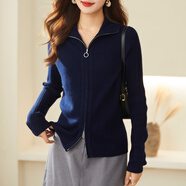 兔皇（TUHUANG）【純羊毛】雙拉鏈純色簡(jiǎn)約氣質(zhì)25秋冬女針織開(kāi)衫羊毛衫TW893338