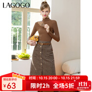 LAGOGO復古風高腰a字美拉德半身裙女拉谷谷冬季新款仿毛呢格子裙 混色(Y0) L 165/40