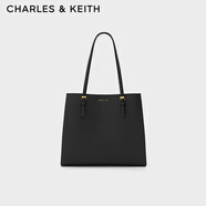 CHARLES&KEITH質(zhì)感純色大容量手提包托特包包女包女士生日禮物CK2-30781650-6 Black黑色 XL