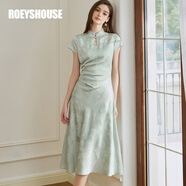 ROEYSHOUSE羅衣高級新中式提花連衣裙夏季新款氣質(zhì)盤(pán)扣改良旗袍裙10456 淺綠色 L