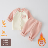 珊詩(shī)麗（SexeMara）嬰幼兒童裝套裝秋冬加厚加絨開(kāi)衫兩件套男女童寶寶搖粒絨外套洋氣 粉色 66 (身高57-64CM 適合10-13斤)