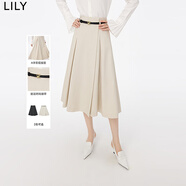 LILY秋新款女裝優(yōu)雅通勤高腰半身裙小個(gè)子a字裙高腰顯瘦遮胯 721杏色 XL