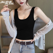 嘉麗薇吊帶背心女夏季運(yùn)動(dòng)內(nèi)衣性感小個(gè)子短款內(nèi)搭背心美背吊帶無(wú)袖上衣 黑色 XL ( 建議 108-120斤)