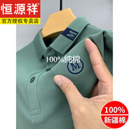恒源祥春秋男士短袖t恤純棉高端刺繡翻領(lǐng)Polo打底衫重磅半袖上衣男春秋 2217綠色 2XL碼/54 【建議160-180斤】