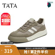 他她（TATA）男士阿甘男鞋復古德訓鞋男運動(dòng)休閑鞋厚底板鞋小白鞋PCB01AM5 QDR01AM4灰綠/白 39