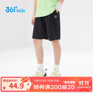 361°兒童短褲夏季男女童3-12歲透氣運(yùn)動(dòng)褲梭織五分褲 黑 160