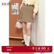 詩(shī)凡黎（'SEIFINI）詩(shī)凡黎復古風(fēng)A字百褶裙2025年春季新款顯瘦時(shí)尚百搭通勤西裝短裙 棕色 M