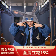森女部落迪士尼朱迪原創(chuàng)工裝馬甲設(shè)計感羽絨服冬裝韓版寬松新款潮 藍(lán)色羽絨服（單件） M
