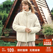 森馬（Semir）外套女插肩袖珊瑚絨仿羊羔毛2024冬季立領(lǐng)寬松夾克109724108003