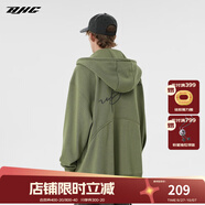 BJHG不計后果春秋簡約刺繡加絨開衫連帽衛(wèi)衣男潮牌歐美風寬松情侶外套 軍綠色 M