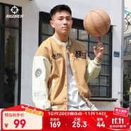 準(zhǔn)者棒球服外套男女春夏美式復(fù)古PU皮袖刺繡潮流百搭寬松運動夾克開衫 卡其色 L (175)