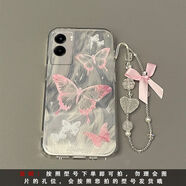 妙之選適用vivoz3x手機殼y75s韓系y73粉色y83a蝴蝶y81感u1軟v9vovo 透明-粉蝴蝶Q5541+羽紗卡片+繩鏈 vivo Y79a
