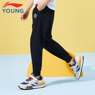 李寧（LI-NING）童裝兒童褲子男女大童秋款青少年簡(jiǎn)約舒適柔軟休閑兒童運動(dòng)褲子 黑色 150