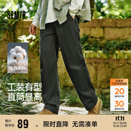 森馬（Semir）休閑褲男工裝褲寬松直筒褲子秋季戶外長褲純棉松緊腰101524127112