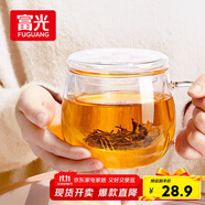 富光花茶杯 男女士茶水分離杯子 雙層辦公泡茶玻璃杯帶把高硼硅水杯
