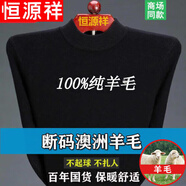 恒源祥羊毛絨衫男士100男中年秋冬季常規(guī)款羊毛絨毛衫中老年高 領毛衣 HYX半高 領黑色 170/L 建議120-140斤