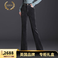 LISM【商場(chǎng)同款】高檔休閑微喇褲子女長(cháng)褲燈芯絨高腰加絨寬松條絨褲顯 FZ  11灰色（單褲） 27 二尺