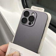 雅思戀 ins高級鈦金屬質感iPhone16pro蘋果15手機殼14ProMax新款13防指紋12全包防摔15pro帶鏡頭膜 金屬質感【暮云灰】超薄膚感pc硬殼 iPhone 16 Pro