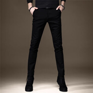 E-59【2條裝】春夏季牛仔褲男修身小腳韓版百搭直筒休閑長(cháng)褲子男款 806黑色單件 32