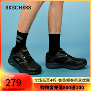 斯凱奇（Skechers）動(dòng)感緩震跑步鞋復(fù)古潮流運(yùn)動(dòng)鞋透氣網(wǎng)面舒適休閑鞋 黑色/黃色/BKYL 41