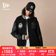 NEW ERA紐亦華MLB棉服男女情侶NY夾克棒球服保暖外套 14117431-黑色 S