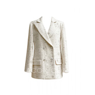 ac mmngAconiconi|棕色沙星法國(guó)羊毛瀟湘覆古重工業(yè)套裝羊毛禮服夾克裙 砂星白外套_現(xiàn)貨快發(fā) L