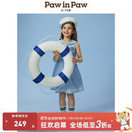 PawinPaw卡通小熊童裝25年春夏新款女童女寶海軍領(lǐng)無袖百褶連衣裙