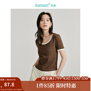 茵曼（INMAN）多色無袖顯瘦吊帶背心T恤夏季簡約休閑百搭圓領(lǐng)上衣 深咖啡-18424213 S
