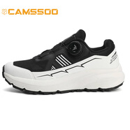 美駱世家（CAMSSOO）秋冬跑鞋男女休閑運動紐扣減震防滑戶外輕便透氣越野舒適登山徒步 黑白【女款】 40