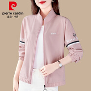 皮爾卡丹（pierre cardin）高檔短外套女春秋新款洋氣上衣女士時(shí)尚薄款減齡短款休閑夾克女裝 粉紅-519款 (單外套) 2XL (適合120-130斤)卡碼拍大