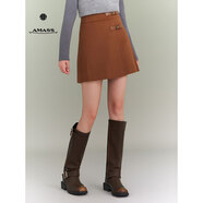 阿瑪施新款秋冬氣質(zhì)短款半裙顯瘦半身裙5200498 咖色 S (2)