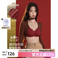 ubras虞書欣同款鉆石紗夾心軟支撐花瓣杯文胸內(nèi)衣女胸罩 背心-絲絨紅 S