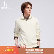哈吉斯（HAZZYS）男裝 春秋款休閑上衣半開襟磨毛長袖T恤男ABTZE0BDE53 乳白色I(xiàn)V XL (180/100A 50)
