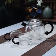 全度（Quandu)提梁蒸煮一體茶壺黑茶白茶壺耐高溫明火加厚玻璃茶壺 透明熊貓壺【蒸煮一體】+2熊貓杯