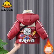 G.DUCKKIDS小黃鴨米妮哈魯男童羽絨棉服2024冬季新款兒童蜘蛛俠棉衣男孩加厚 紅色 帶包包 90