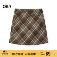 森馬（Semir）半身裙女格紋A字裙復(fù)古文藝冬俏皮短裙小個子學院風101724120008