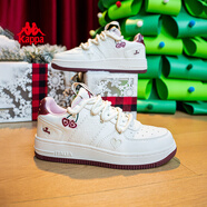 卡帕卡帕女鞋加絨板鞋女2024冬季新款厚底二棉鞋女休閑保暖運動(dòng)鞋子女 經(jīng)典白/內涵粉 40