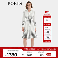 PORTS寶姿秋季新款女裝時尚圓點印花連衣裙ALD9D015QPT100 白黑混色 M 6
