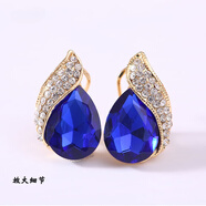 丹彼紅色耳環(huán)女新款氣質(zhì)高級感大氣情人節生日禮物復古輕奢耳扣耳釘女 歐美耳扣式水滴耳環(huán)(藍色)