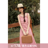 謎秀紅格紋綁帶吊帶裙背心連衣裙2025夏季新款復古收腰甜美短裙中長(cháng)裙 復古紅格 連衣裙 S