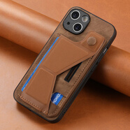 佑瑟適用支架插卡適用蘋(píng)果15promax手機殼14帶卡包iPhone13mini卡槽11XS插卡XR放卡片X卡夾8plus支架一 典雅棕 支架插卡 iPhone 6s Plus