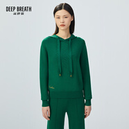 深呼吸DEEP BREATH女裝簡約百搭連帽套頭衛(wèi)衣針織衫上衣女A300858 草木綠 S (2碼)