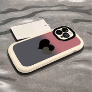 葉余漸變雙愛(ài)心蘋(píng)果16手機殼16pro泡芙殼iPhone16promax硅膠全包 白色泡芙殼-ZH1028灰紅漸變愛(ài)心+手機膜 iphone16