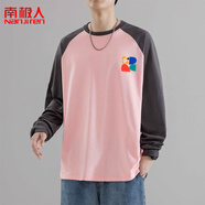 南極人（Nanjiren）美式t恤男長(zhǎng)袖春秋季新款拼接插肩袖上衣服ins潮牌寬松打底衫