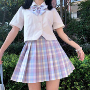 HERAGAIA川町香jk制服百褶半身格裙2025夏套裝格子正版學(xué)院風(fēng)學(xué)生校服短裙 03玻璃糖（格裙+短袖襯衫+領(lǐng)結(jié)） L （推薦100斤-110斤）